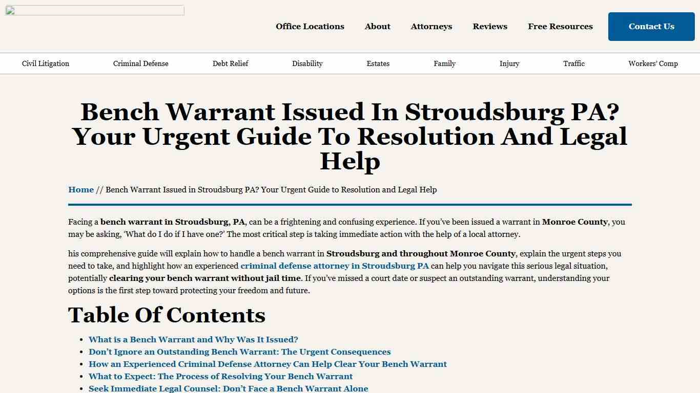 Stroudsburg, PA Bench Warrant? Here's What to Do Next