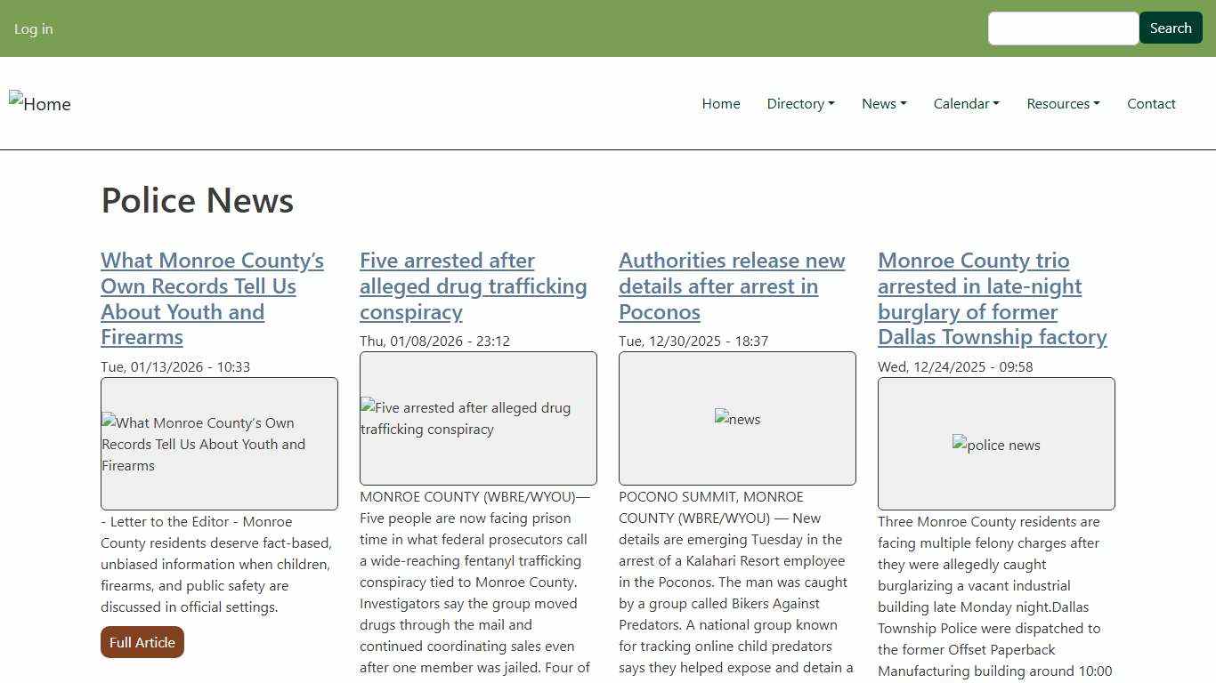 Police News Monroe County, PA